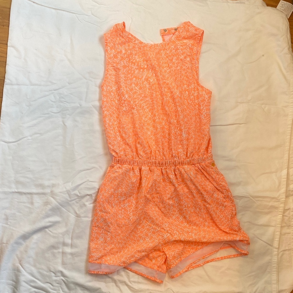 Zella Coral Print Girls' Sleeveless Romper